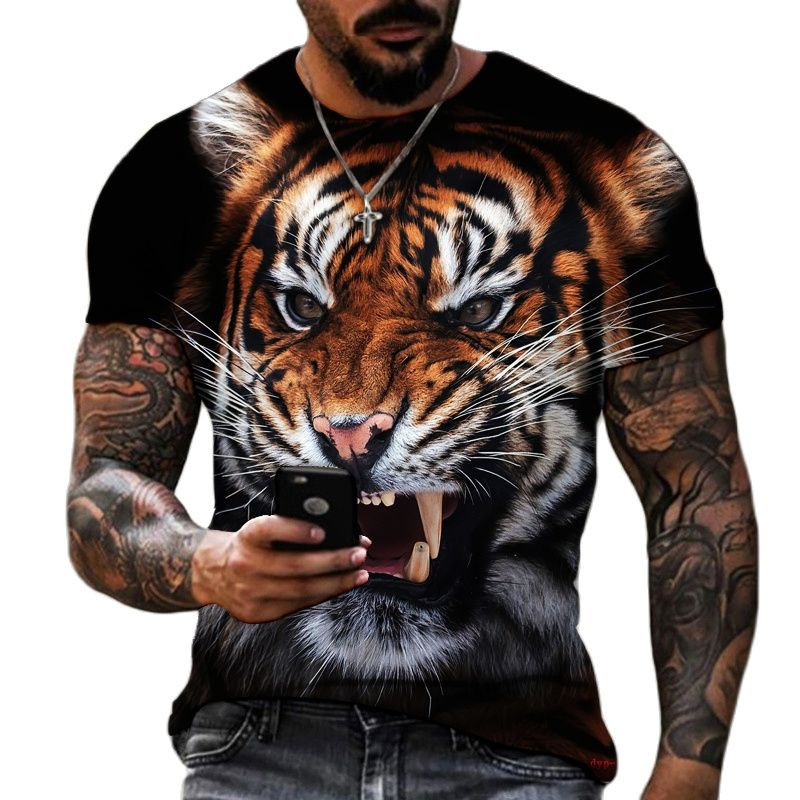 Fashion Fierce Tiger Animal 3D printed ανδρικά μπλουζάκια καλοκαιρινά με στρογγυλή λαιμόκοψη μεγάλου μεγέθους κοντομάνικο μπλουζάκια μπλουζάκια μπλουζάκια μπλουζάκια 6XL