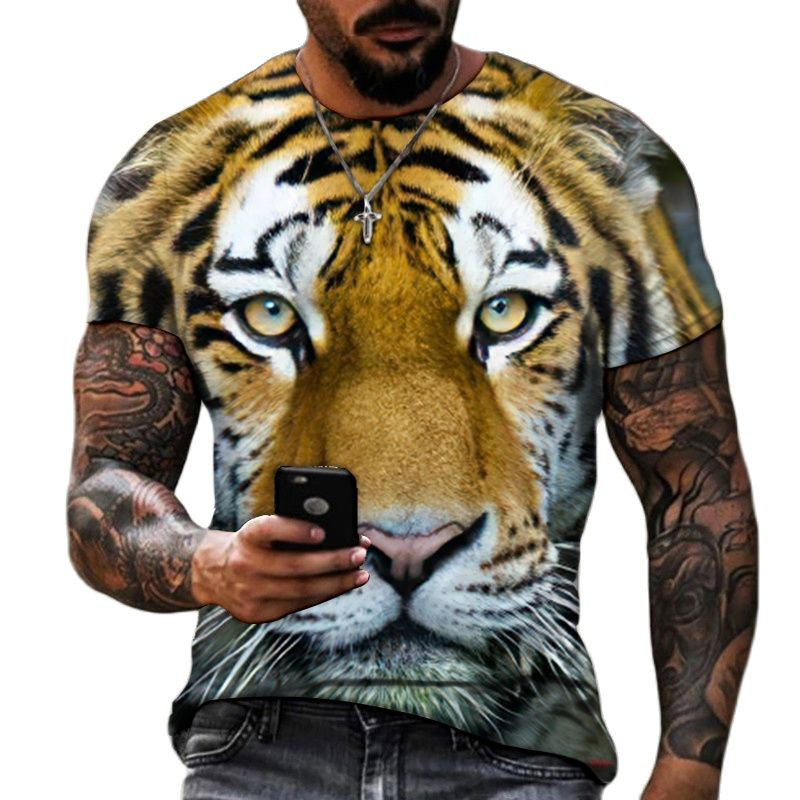 Fashion Fierce Tiger Animal 3D printed ανδρικά μπλουζάκια καλοκαιρινά με στρογγυλή λαιμόκοψη μεγάλου μεγέθους κοντομάνικο μπλουζάκια μπλουζάκια μπλουζάκια μπλουζάκια 6XL