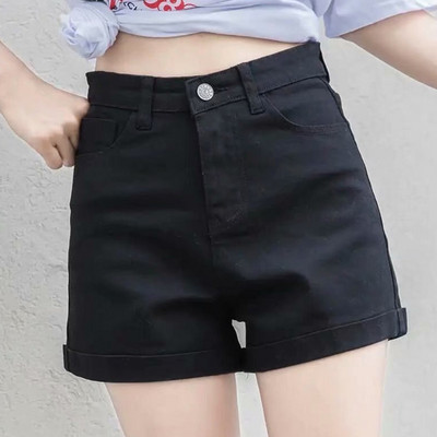 Feynzz Fashion új nyári női magas derekú gombos lábszár farmer rövidnadrág Alkalmi női laza szabású kék farmer rövidnadrág