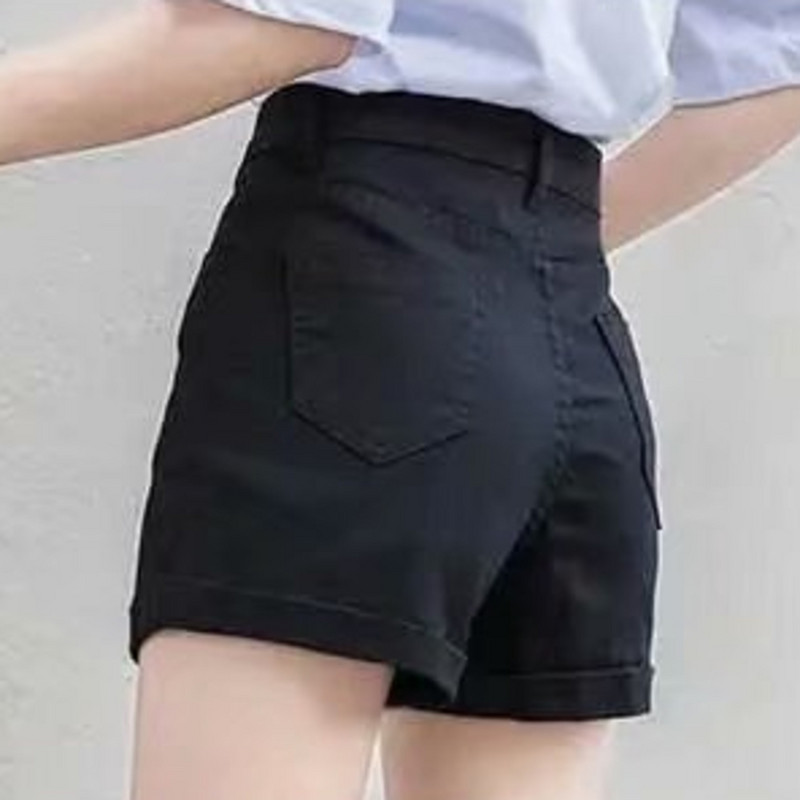 Feynzz Fashion új nyári női magas derekú gombos lábszár farmer rövidnadrág Alkalmi női laza szabású kék farmer rövidnadrág