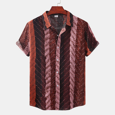 Meeste suures suuruses puuvillane polüester suvine lühikeste varrukatega särk Triibuline hingav Hawaiian Beach meeste särgid vabaaja pluus meestele