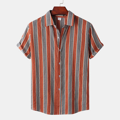 Meeste suures suuruses puuvillane polüester suvine lühikeste varrukatega särk Triibuline hingav Hawaiian Beach meeste särgid vabaaja pluus meestele