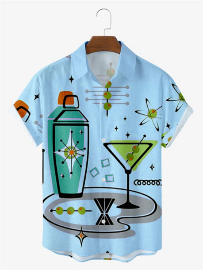 Najprodavanije 2022. Novi kreativni 3D digitalni crno-bijeli MREŽASTI kolaž Preklop s uzorkom Blagdanska slobodno vrijeme Košulja kratkih rukava S - 5xl