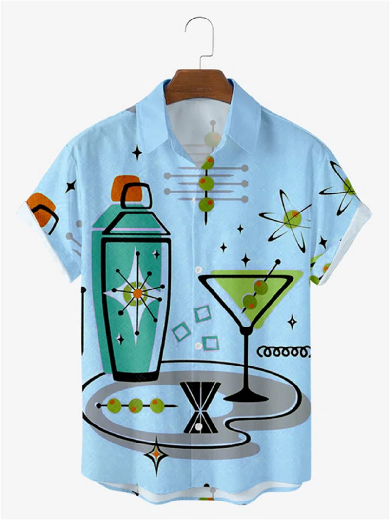 Najprodavanije 2022. Novi kreativni 3D digitalni crno-bijeli MREŽASTI kolaž Preklop s uzorkom Blagdanska slobodno vrijeme Košulja kratkih rukava S - 5xl