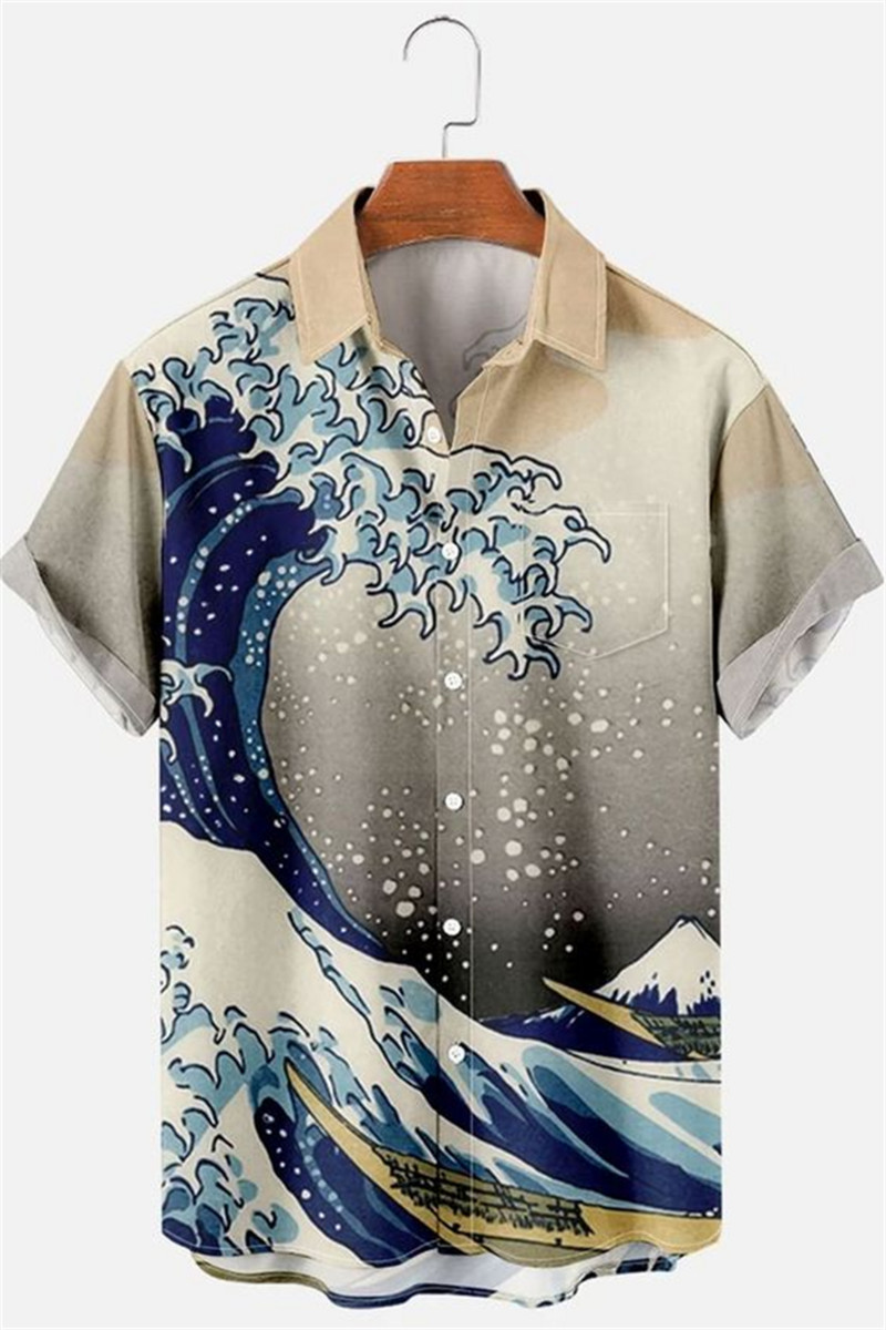 Najprodavanije 2022. Novi kreativni 3D digitalni crno-bijeli MREŽASTI kolaž Preklop s uzorkom Blagdanska slobodno vrijeme Košulja kratkih rukava S - 5xl