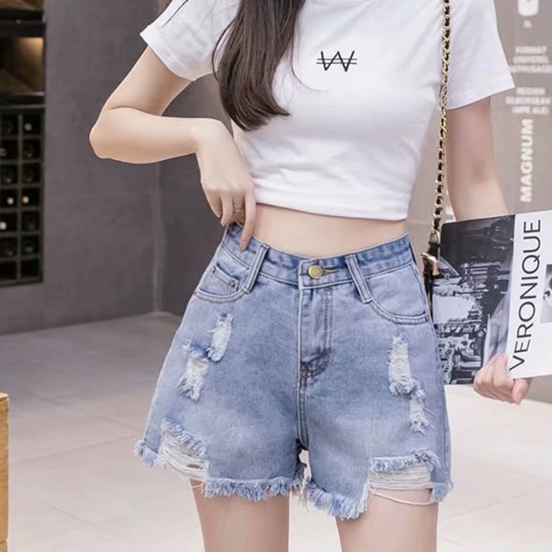 Feynzz modne nove ljetne ženske kratke traper hlače s dugmadima visokog struka Ležerne ženske široke plave traper kratke hlače