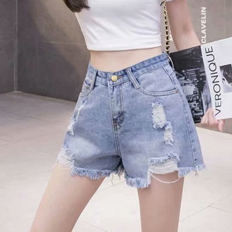 Feynzz modne nove ljetne ženske kratke traper hlače s dugmadima visokog struka Ležerne ženske široke plave traper kratke hlače