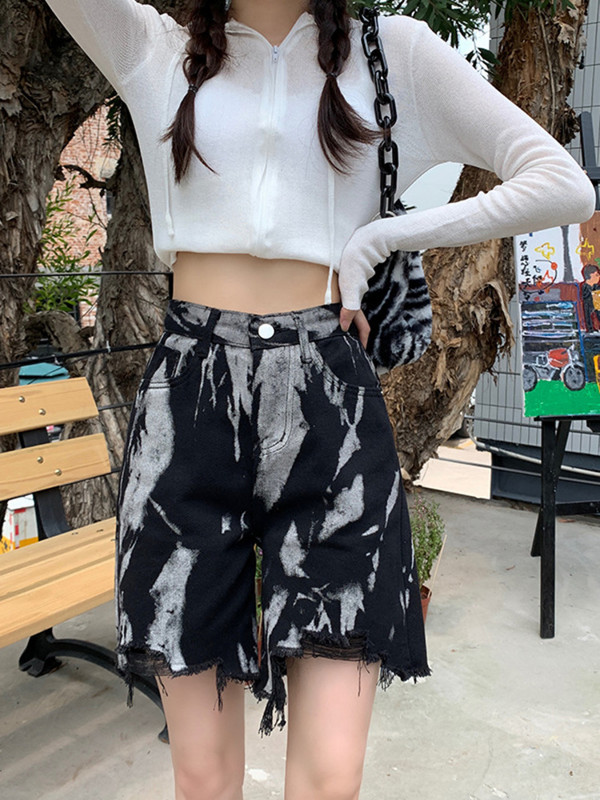 „Feynzz 2022 Summer Fat Mm High Street Denim“ penkių taškų kelnės, moteriškos kutos, tiesūs šortai, laisvi ir ploni BF kelnaitės