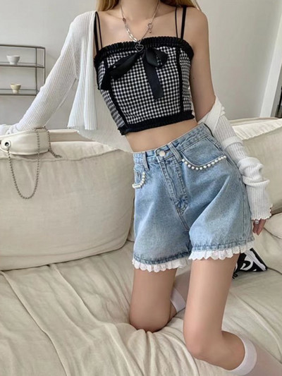 Pantaloni scurți Feynzz, blugi de vară pentru femei, blugi pentru fete, 2022, noi, talie înaltă, largi, culoare deschisă, linie A, pantaloni caldi de vară, cu picioare late mici