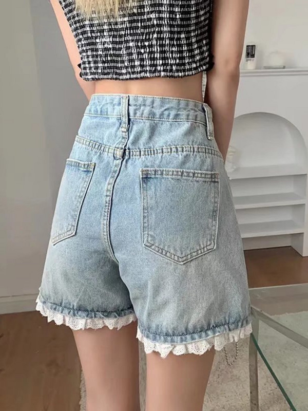 Pantaloni scurți Feynzz, blugi de vară pentru femei, blugi pentru fete, 2022, noi, talie înaltă, largi, culoare deschisă, linie A, pantaloni caldi de vară, cu picioare late mici