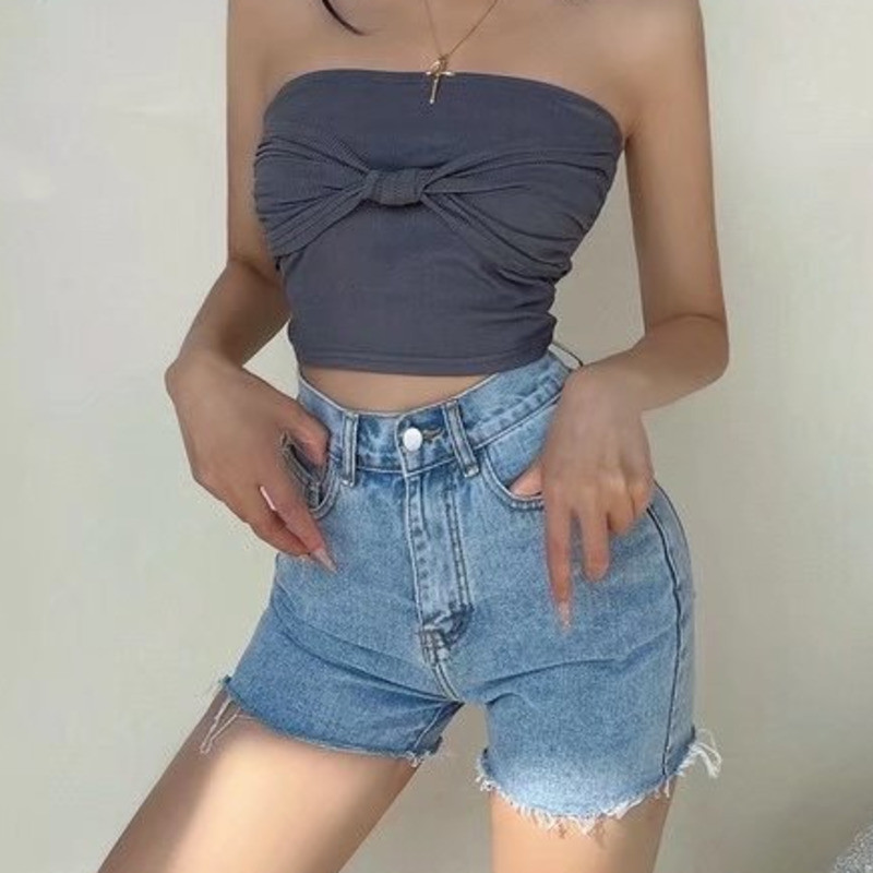 Dámske ležérne modré džínsové šortky Feynzz, sexy, s vysokým pásom, gombíky, vrecká, slim fit, šortky, letné plážové streetwear džínsové šortky 2021