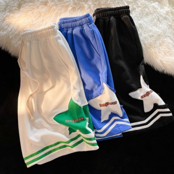 Αμερικάνικο σορτς μπάσκετ Ανδρικά ρούχα Χαλαρά ευέλικτα σορτς για τζόκινγκ Y2K Couple Street Klein Μπλε Παντελόνι με αστέρια πέντε πόντων