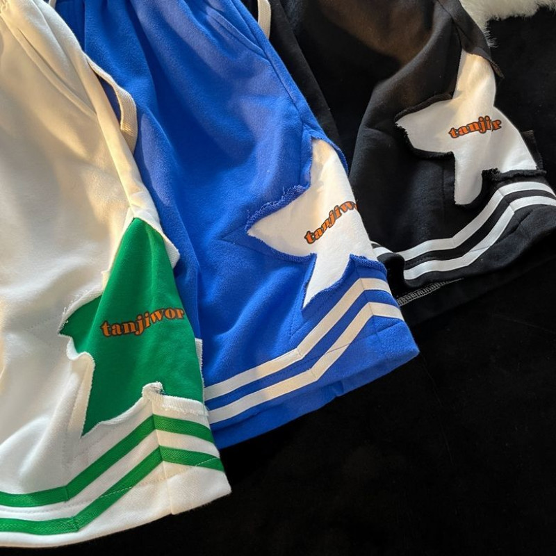 Amerikietiški krepšinio šortai Vyriški madingi laisvi universalūs bėgimo šortai Y2K Couple Street Klein mėlynos penkių taškų žvaigždės kelnės