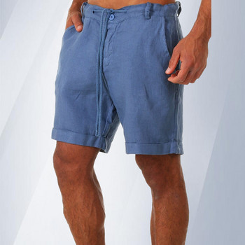 Лятна мода Мъжки ленени къси панталони Мъжки памучни плажни къси нови свободни плътни карго къси панталони за мъже Суичъри