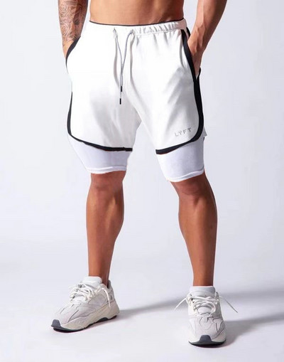 Ljetni novi stil za trčanje, trčanje, dvostruke prozračne sportske kratke hlače koje upijaju znoj, muške kratke hlače za fitness u teretani, crne, ležerne