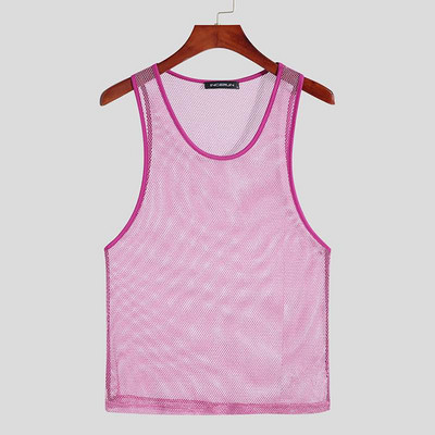 Stilul cluburilor de noapte de petrecere, vestă strălucitoare pentru bărbați, sexy, elegantă, pentru bărbați, cu plasă transparentă, veste fără mâneci, S-5XL, INCERUN, 2023