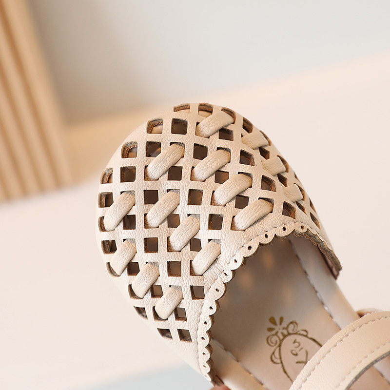 Sandale za djevojčice, navlaka za nožne prste, izdubljena mekana pu koža, dječje klizače, obične modne, udobne 21-30, lagane dječje ravne cipele, ljetne