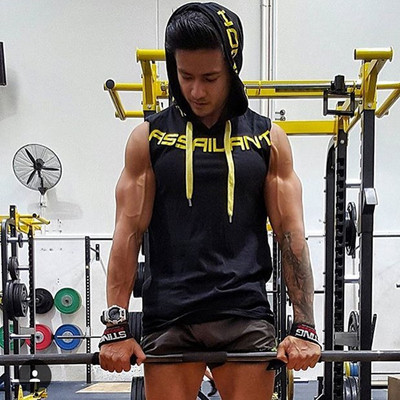 Meeste püksid Jõusaaliriided Fitness Varrukateta kapuutsid Vestid Puuvillased Singlid Mehed Jooksuvest Kulturism vabaajarõivad