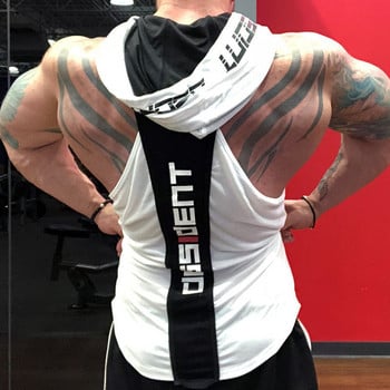 Καλοκαιρινό Bodybuilding Tank Top με κουκούλα Ανδρικά Γυμναστήρια Ρούχα Fitness Ανδρικά αμάνικα γιλέκα Βαμβακερά Μονά Μυϊκό αθλητικό γιλέκο