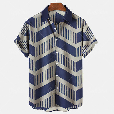 Ανδρικό πουκάμισο Χαβάης 2022 Ανδρικό πουκάμισο με ρίγες 5xl 3d print μόδας casual ρετρό στυλ Unisex κοντομάνικο πουκάμισο Camisa Manga Curt