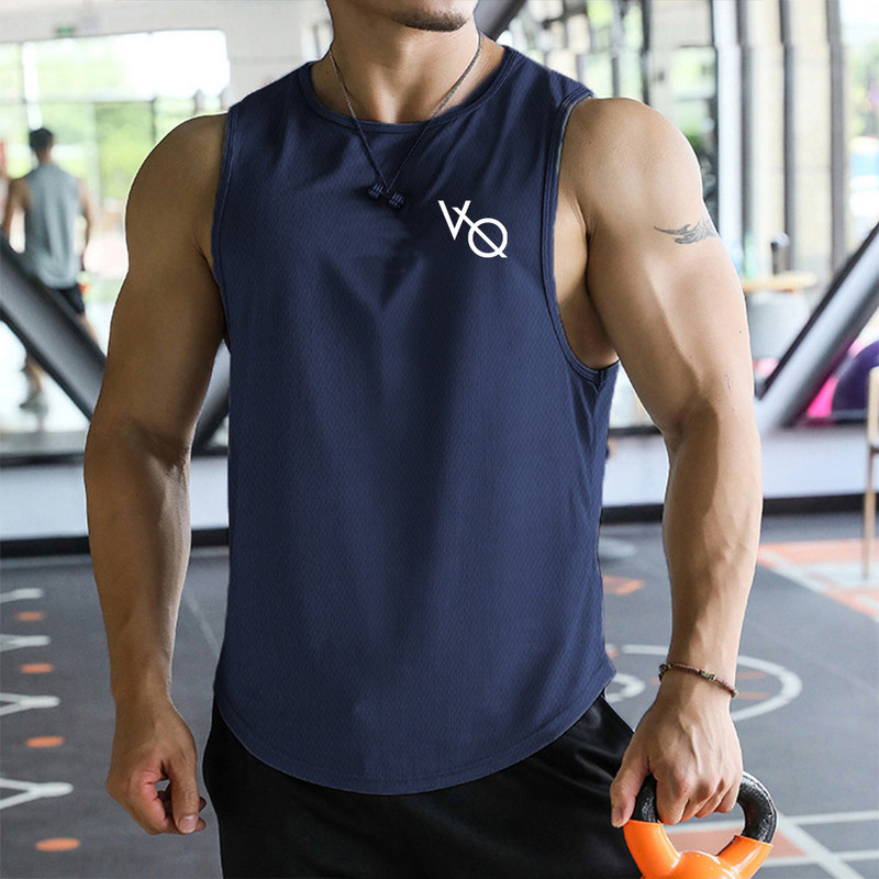 Muški sportski prsluk s ispisom slova Brzosušeći prsluk Majica bez rukava za fitness i teretanu Majice bez rukava Muški sportski trčanje Prozračna marka za surfanje