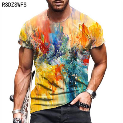 Férfi póló 2021 Nyári Túlméretezett Új retro stílusú rövid ujjú férfi 3D digitális nyomtatás O nyakú póló Férfi divat felsők póló