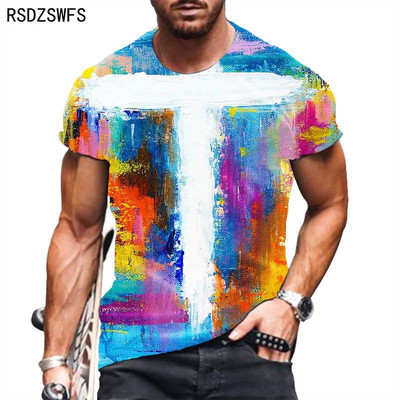 Férfi póló 2021 Nyári Túlméretezett Új retro stílusú rövid ujjú férfi 3D digitális nyomtatás O nyakú póló Férfi divat felsők póló