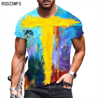 Férfi póló 2021 Nyári Túlméretezett Új retro stílusú rövid ujjú férfi 3D digitális nyomtatás O nyakú póló Férfi divat felsők póló