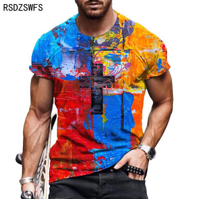 Férfi póló 2021 Nyári Túlméretezett Új retro stílusú rövid ujjú férfi 3D digitális nyomtatás O nyakú póló Férfi divat felsők póló