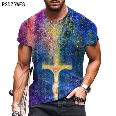 Férfi póló 2021 Nyári Túlméretezett Új retro stílusú rövid ujjú férfi 3D digitális nyomtatás O nyakú póló Férfi divat felsők póló