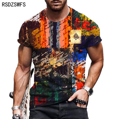 Férfi póló 2021 Nyári Túlméretezett Új retro stílusú rövid ujjú férfi 3D digitális nyomtatás O nyakú póló Férfi divat felsők póló