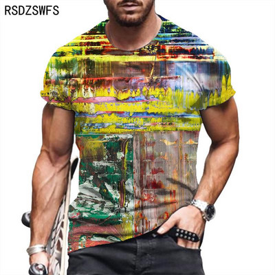 Férfi póló 2021 Nyári Túlméretezett Új retro stílusú rövid ujjú férfi 3D digitális nyomtatás O nyakú póló Férfi divat felsők póló