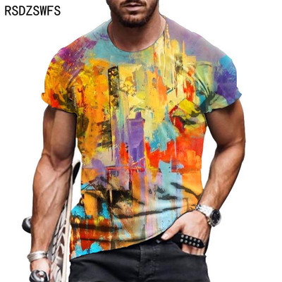 Férfi póló 2021 Nyári Túlméretezett Új retro stílusú rövid ujjú férfi 3D digitális nyomtatás O nyakú póló Férfi divat felsők póló