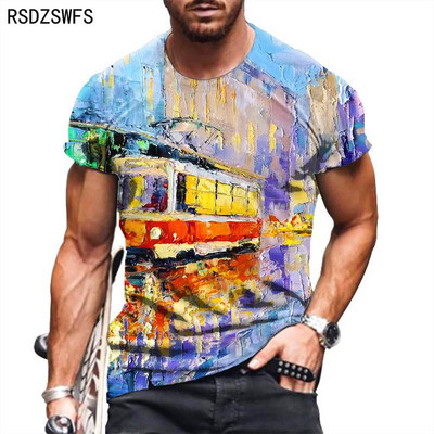 Férfi póló 2021 Nyári Túlméretezett Új retro stílusú rövid ujjú férfi 3D digitális nyomtatás O nyakú póló Férfi divat felsők póló