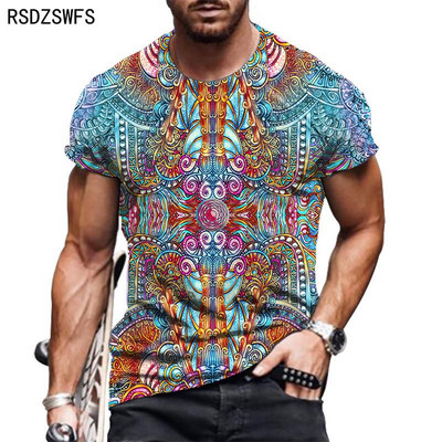 Férfi póló 2021 Nyári Túlméretezett Új retro stílusú rövid ujjú férfi 3D digitális nyomtatás O nyakú póló Férfi divat felsők póló