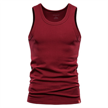 AIOPESON Ежедневни тънки мъжки потници Едноцветно качество 100% памук Облекло за фитнес Мъжки спортни бодибилдинг Мъжки дрехи