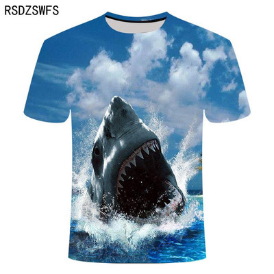 Ljetna modna majica s 3D printom Shark Muškarci Žene Ocean Fishing Streetwear O'Neck Kratki rukavi Hip Hop majica Fitness odjeća