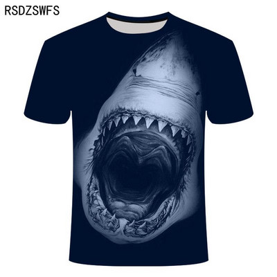Ljetna modna majica s 3D printom Shark Muškarci Žene Ocean Fishing Streetwear O'Neck Kratki rukavi Hip Hop majica Fitness odjeća