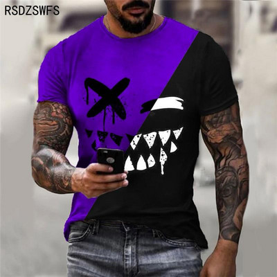 Vară, modă nouă, la modă, tricou casual pentru bărbați, tipărire, cu fața zâmbitoare, cu mânecă scurtă, pentru bărbați, cu gâtul O, imprimare 3d, XXS-5XL