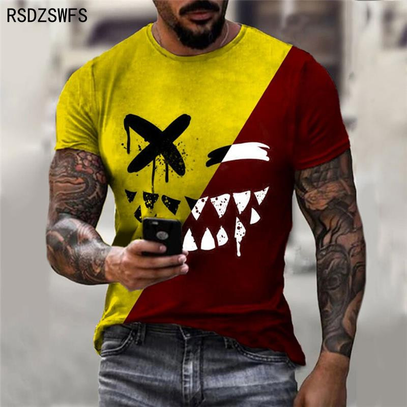 Vară, modă nouă, la modă, tricou casual pentru bărbați, tipărire, cu fața zâmbitoare, cu mânecă scurtă, pentru bărbați, cu gâtul O, imprimare 3d, XXS-5XL