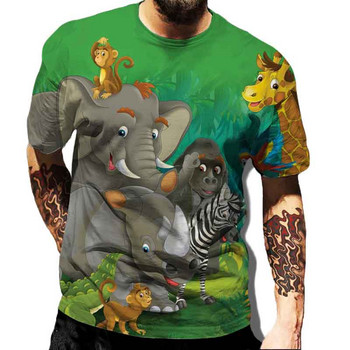 Мъжки тениски с щампи с 3D тигър и лъв, модерни улични дрехи с обло деколте и къси ръкави, хип-хоп тениски, летни нови