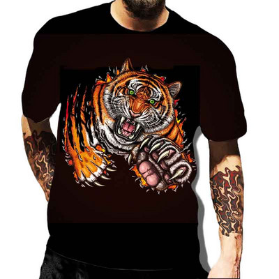 Muške majice kratkih rukava s 3D tigrovim lavom, moderne majice s okruglim izrezom i kratkim rukavima, ulična odjeća, hip-hop majice, novo ljeto