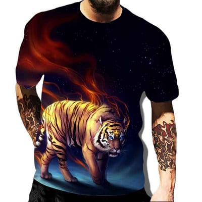 Muške majice kratkih rukava s 3D tigrovim lavom, moderne majice s okruglim izrezom i kratkim rukavima, ulična odjeća, hip-hop majice, novo ljeto