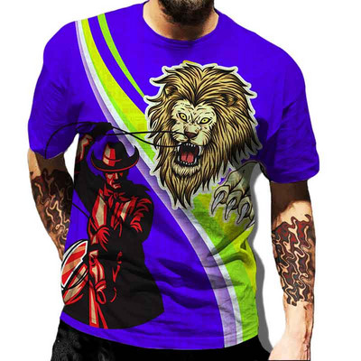 Muške majice kratkih rukava s 3D tigrovim lavom, moderne majice s okruglim izrezom i kratkim rukavima, ulična odjeća, hip-hop majice, novo ljeto