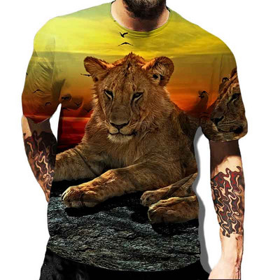 Muške majice kratkih rukava s 3D tigrovim lavom, moderne majice s okruglim izrezom i kratkim rukavima, ulična odjeća, hip-hop majice, novo ljeto