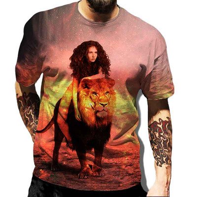 Muške majice kratkih rukava s 3D tigrovim lavom, moderne majice s okruglim izrezom i kratkim rukavima, ulična odjeća, hip-hop majice, novo ljeto