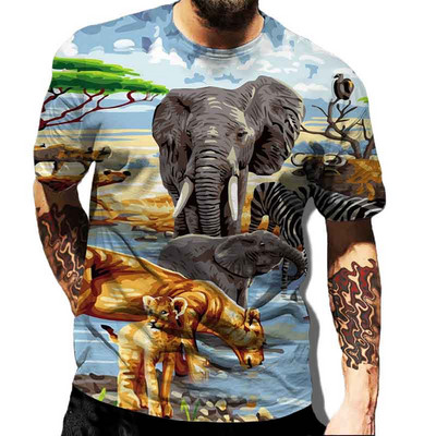 Muške majice kratkih rukava s 3D tigrovim lavom, moderne majice s okruglim izrezom i kratkim rukavima, ulična odjeća, hip-hop majice, novo ljeto