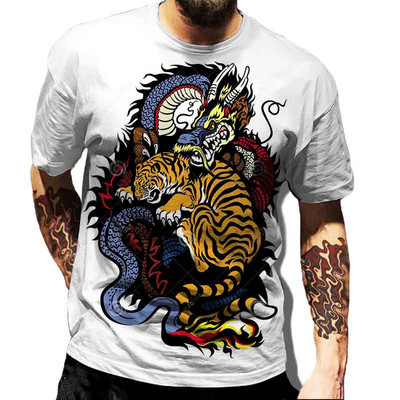 Muške majice kratkih rukava s 3D tigrovim lavom, moderne majice s okruglim izrezom i kratkim rukavima, ulična odjeća, hip-hop majice, novo ljeto