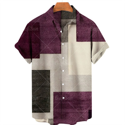 Muška havajska košulja Muška prevelika vintage košulja kratkih rukava za muškarce Modna ljetna košulja za plažu s kubanskim ovratnikom Muška odjeća