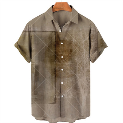 Muška havajska košulja Muška prevelika vintage košulja kratkih rukava za muškarce Modna ljetna košulja za plažu s kubanskim ovratnikom Muška odjeća